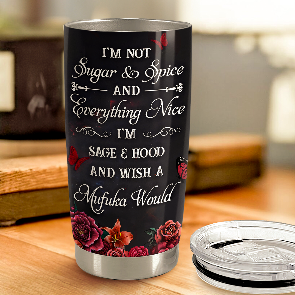 Black Sugar Skull Stainless Steel Curved Tumbler 20oz