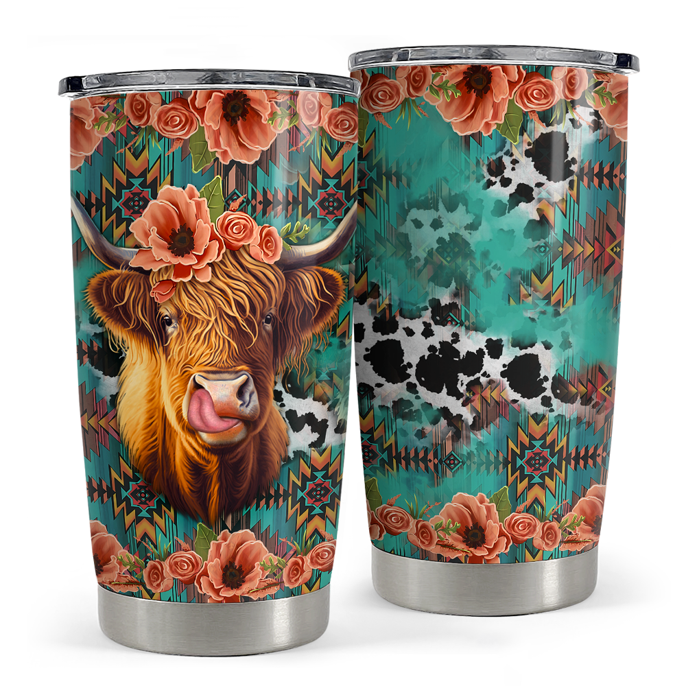 Highland Cow Stainless Steel Curved Tumbler 20oz