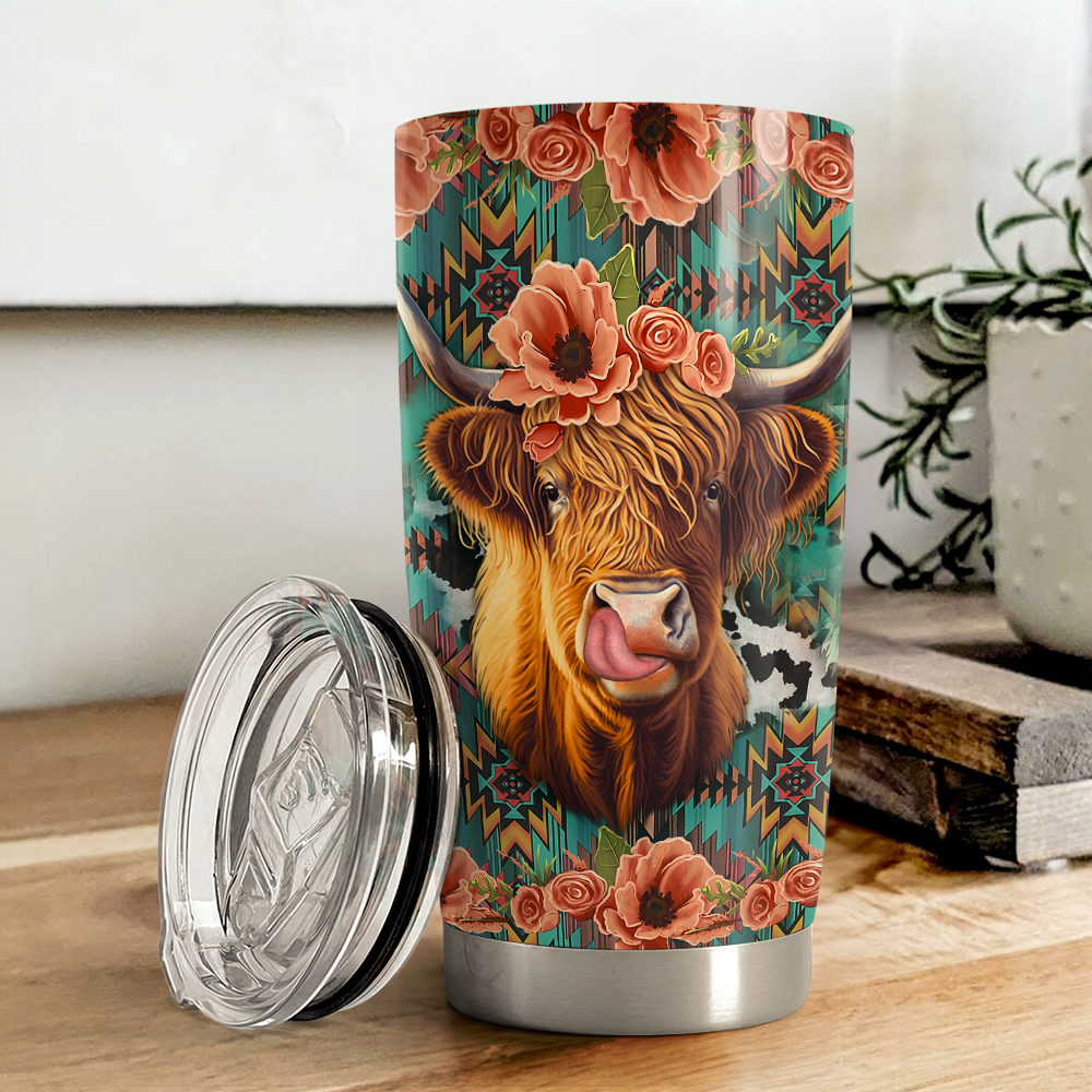 Highland Cow Stainless Steel Curved Tumbler 20oz
