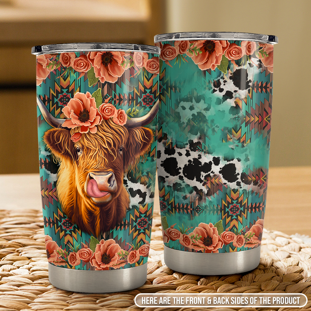 Highland Cow Stainless Steel Curved Tumbler 20oz
