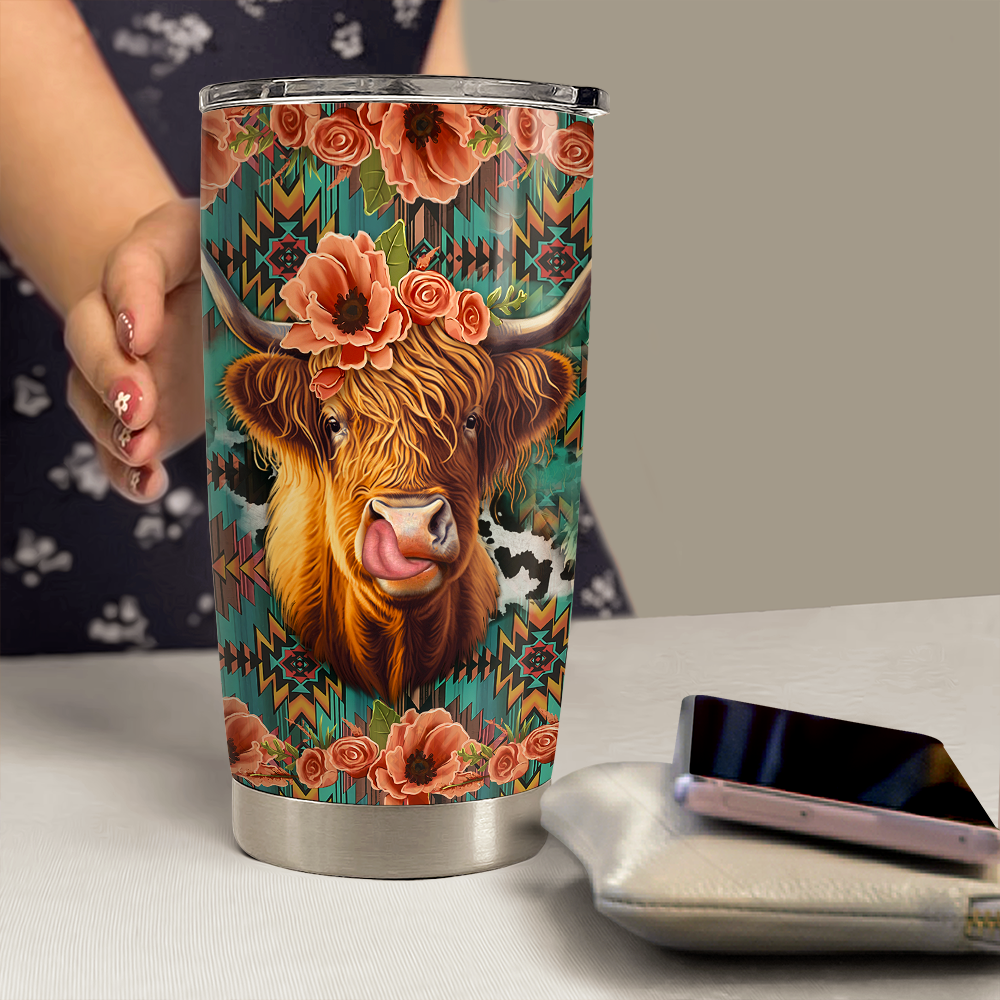 Highland Cow Stainless Steel Curved Tumbler 20oz