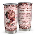 Pink Black Woman Stainless Steel Curved Tumbler 20oz