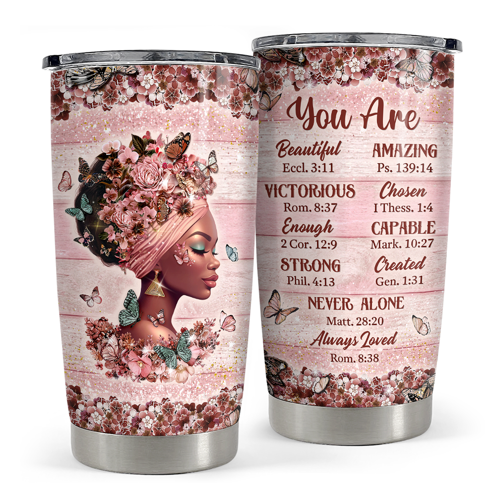 Pink Black Woman Stainless Steel Curved Tumbler 20oz