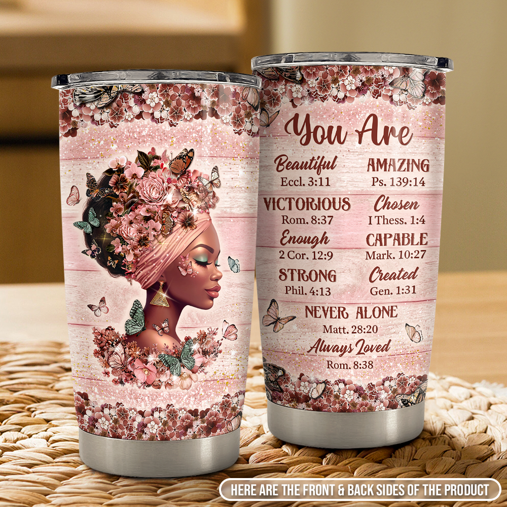 Pink Black Woman Stainless Steel Curved Tumbler 20oz
