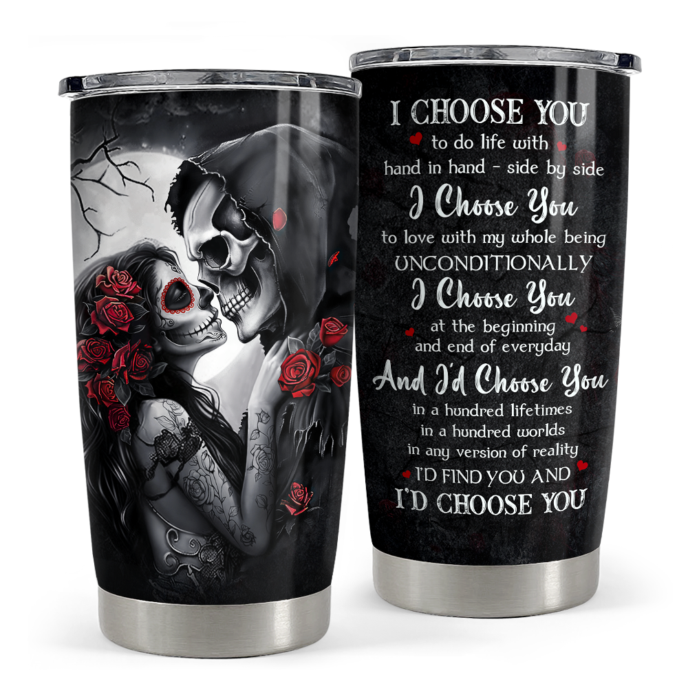 Black Couple Stainless Steel Curved Tumbler 20oz