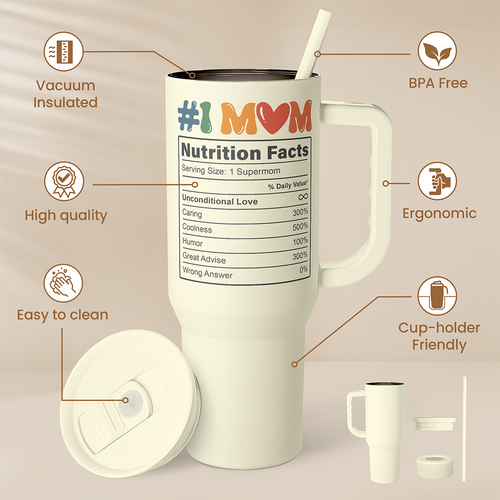 Beige Cool Mom Club Slidemate | Slider Tumbler with Handle 40oz