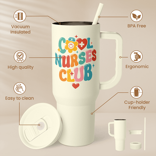 Beige Nurse Slidemate | Slider Tumbler with Handle 40oz