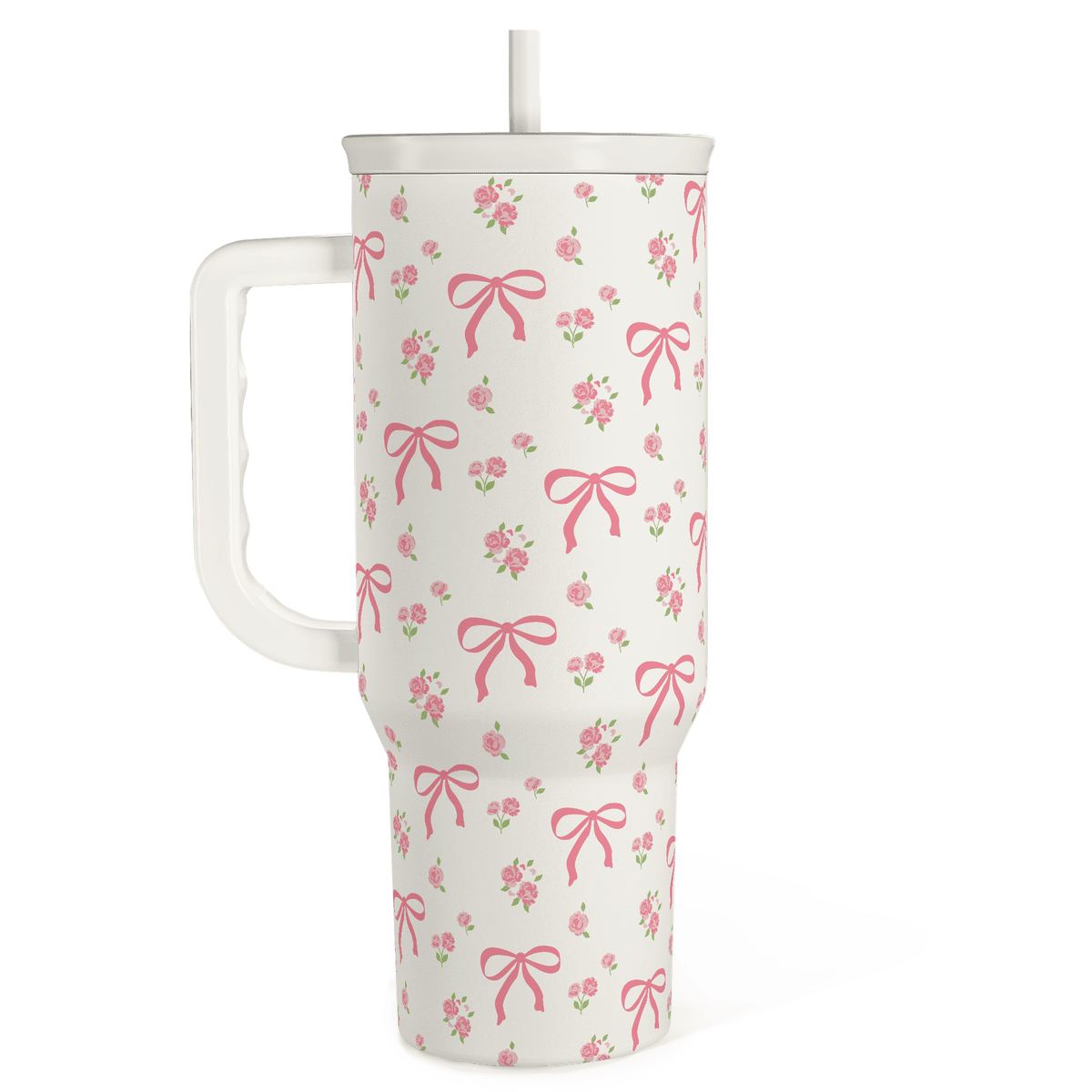 White Bow Slidemate | Slider Tumbler with Handle 40oz