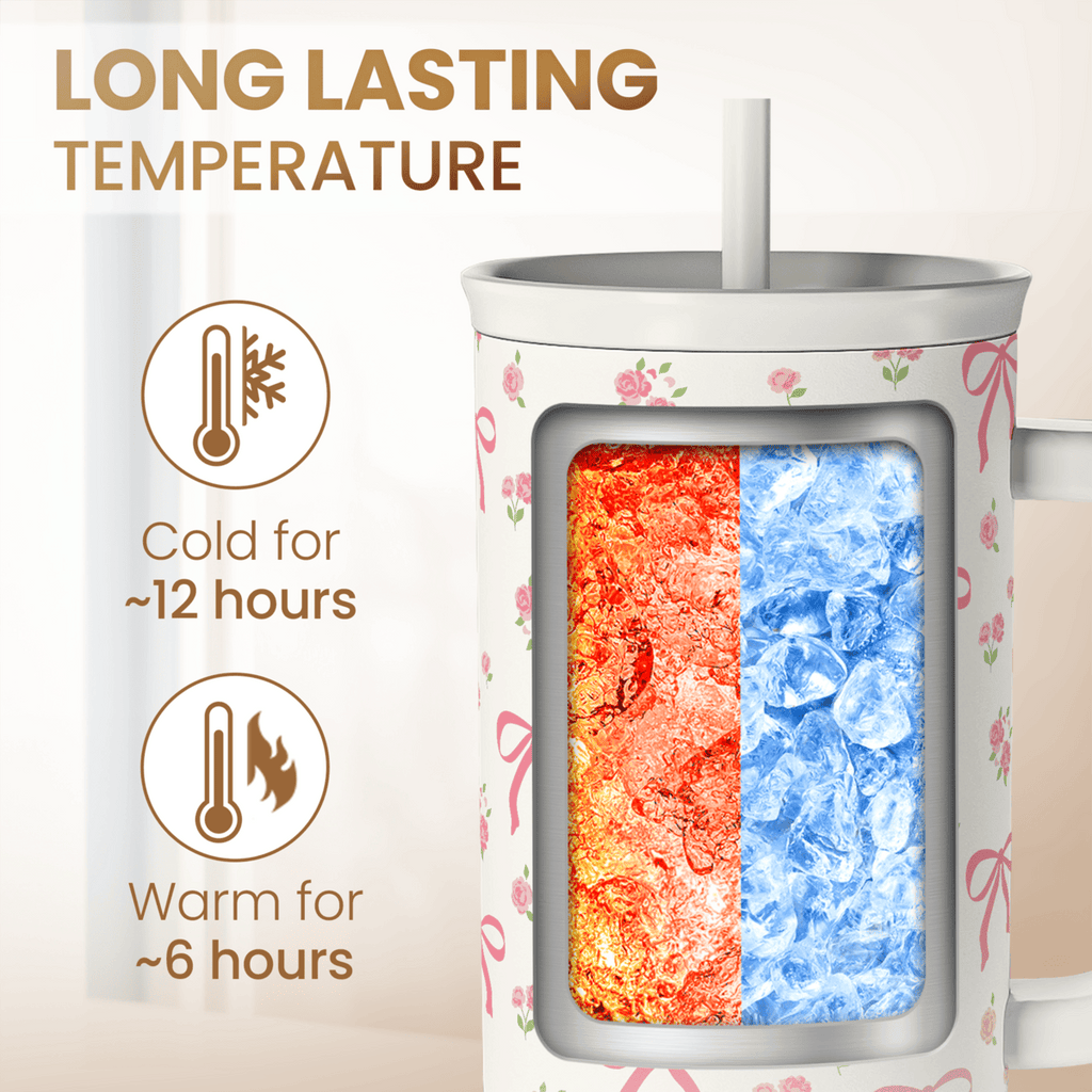 White Bow Slidemate | Slider Tumbler with Handle 40oz