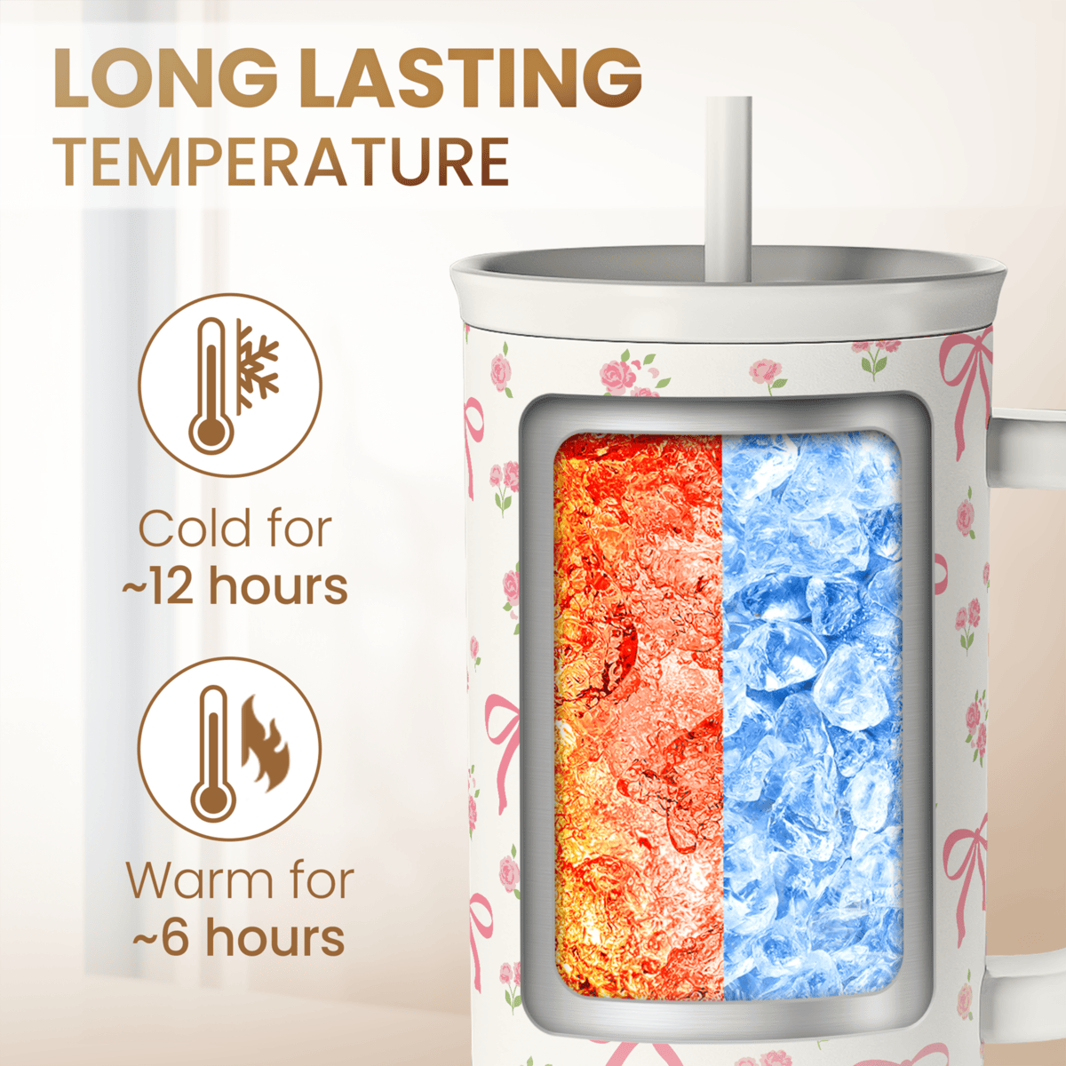 White Bow Slidemate | Slider Tumbler with Handle 40oz