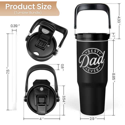 Best Dad Ever Flip Straw Tumbler with Handle 30oz