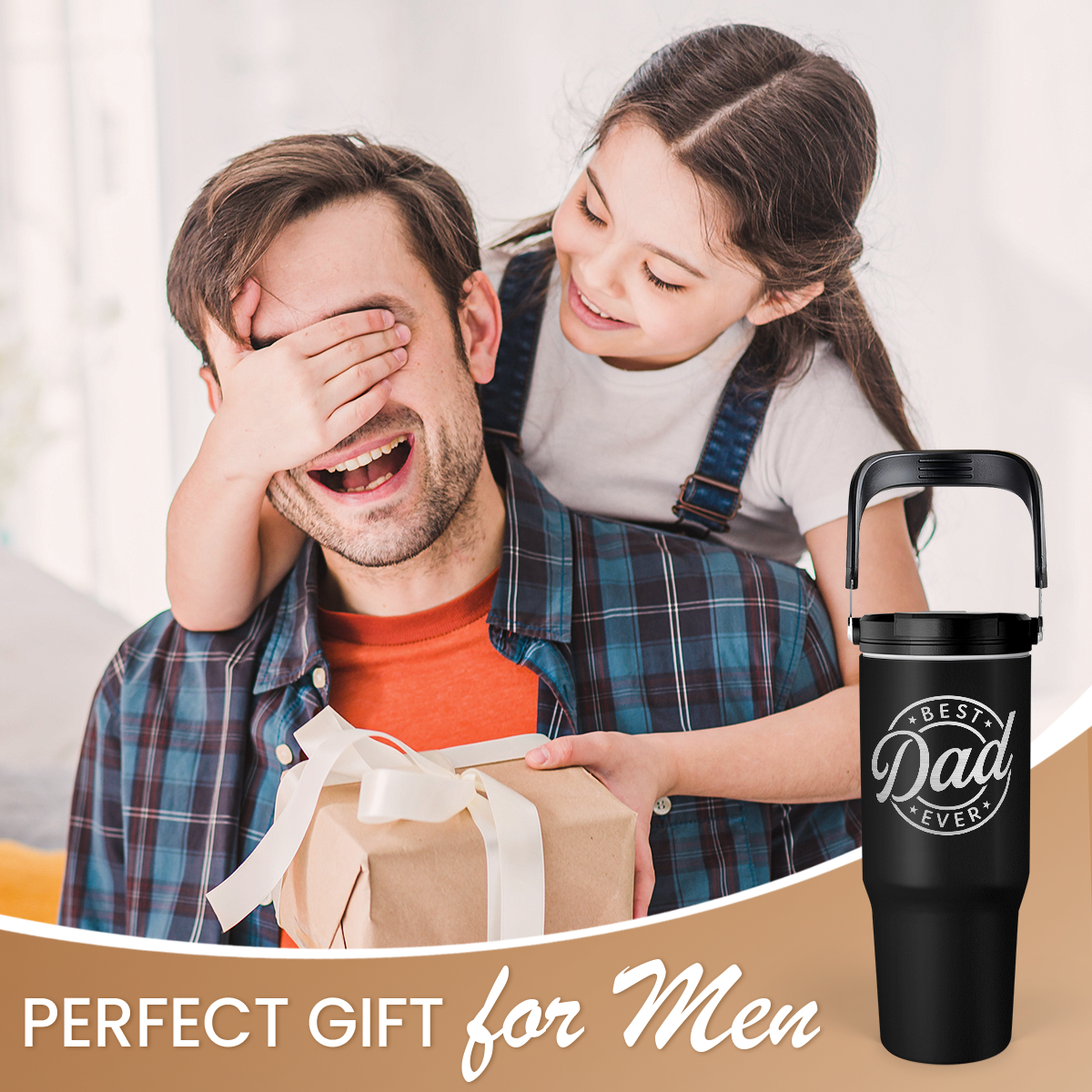 Best Dad Ever Flip Straw Tumbler with Handle 30oz