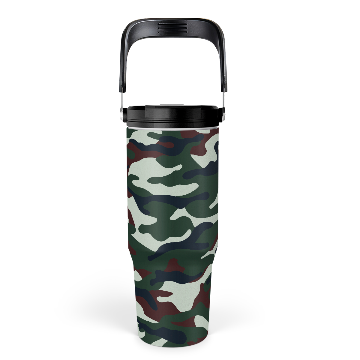 Camo Camouflage Flip Straw Tumbler with Handle 30oz