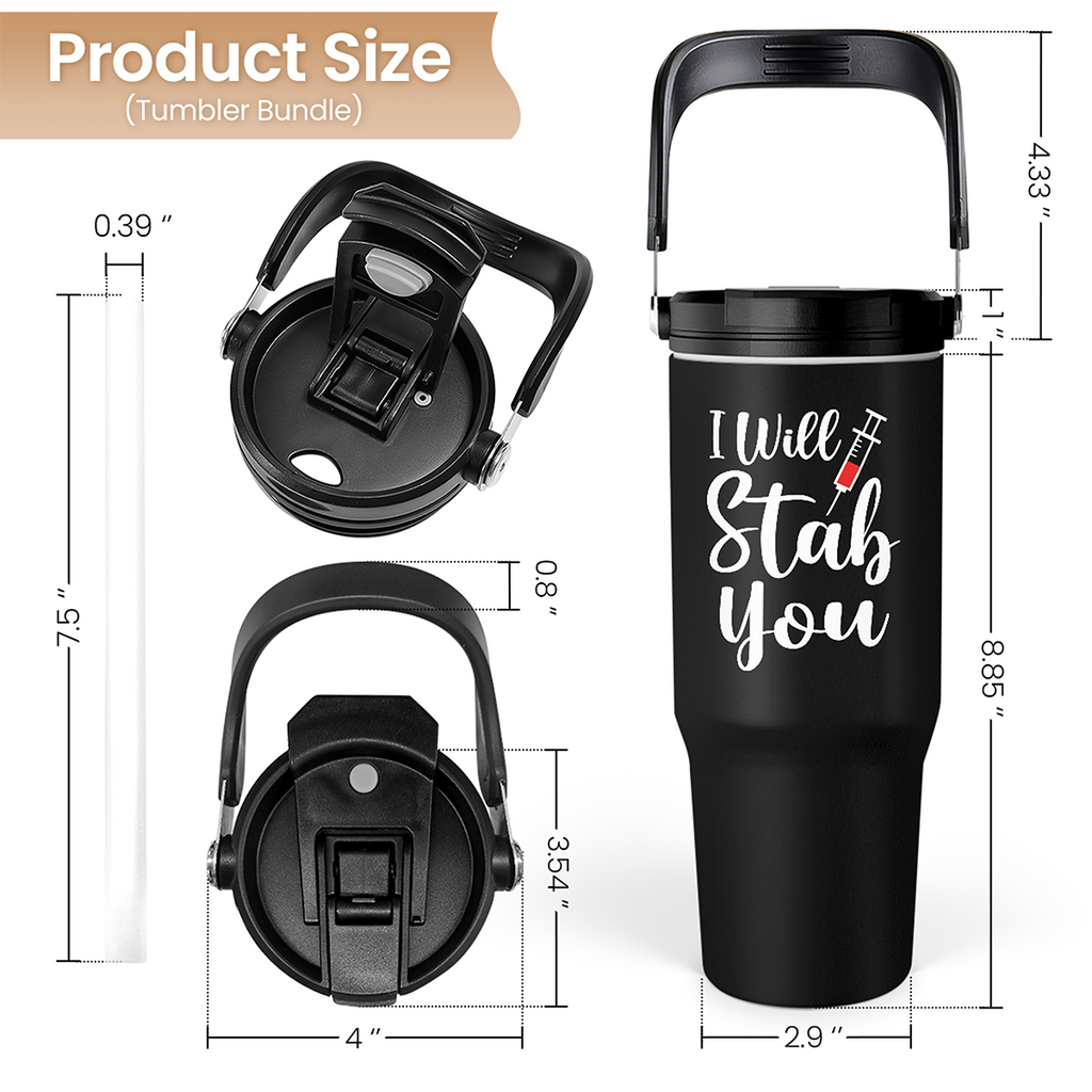 Black Nurse Flip Straw Tumbler with Handle 30oz