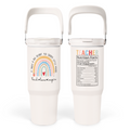 White Teacher Flip Straw Tumbler with Handle 30oz