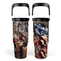 Brown Hunting Flip Straw Tumbler with Handle 30oz
