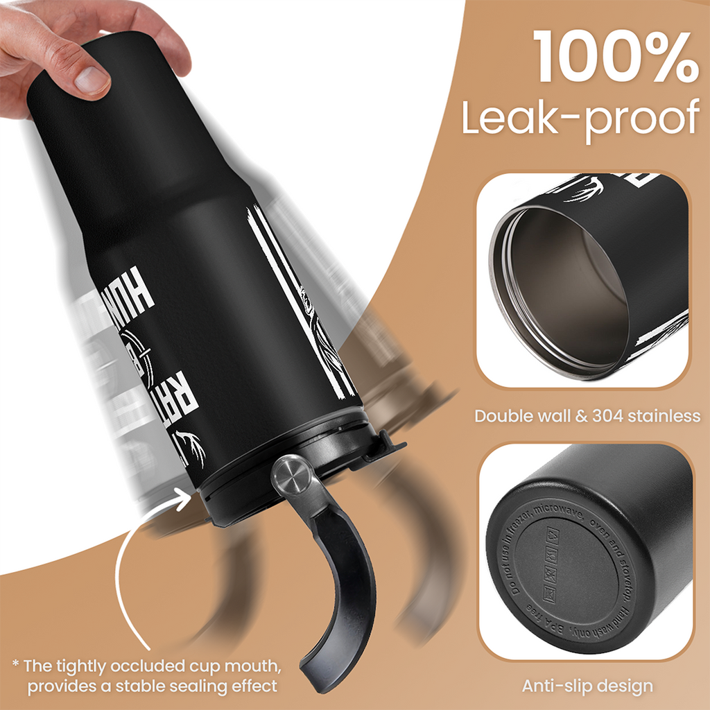 Black Hunting Flip Straw Tumbler with Handle 30oz