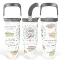 White Christian Flip Straw Tumbler with Handle 30oz