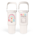 White Nurse Flip Straw Tumbler with Handle 30oz