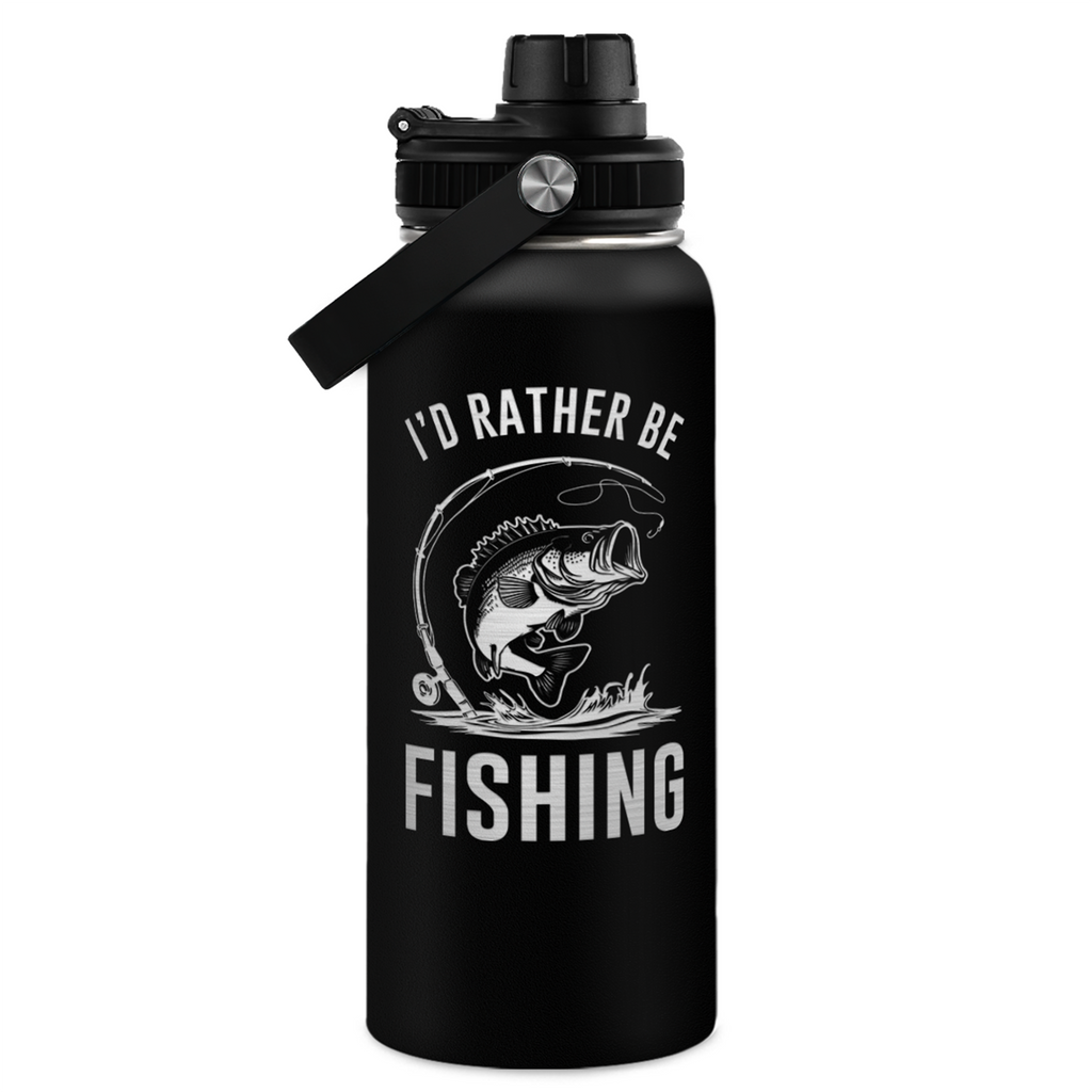 Black Fishing Chug Lid Water Bottle 32oz