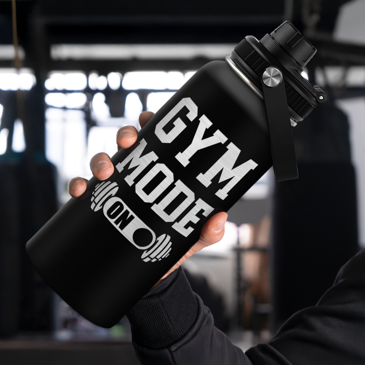 Black Gym Chug Lid Water Bottle 32oz