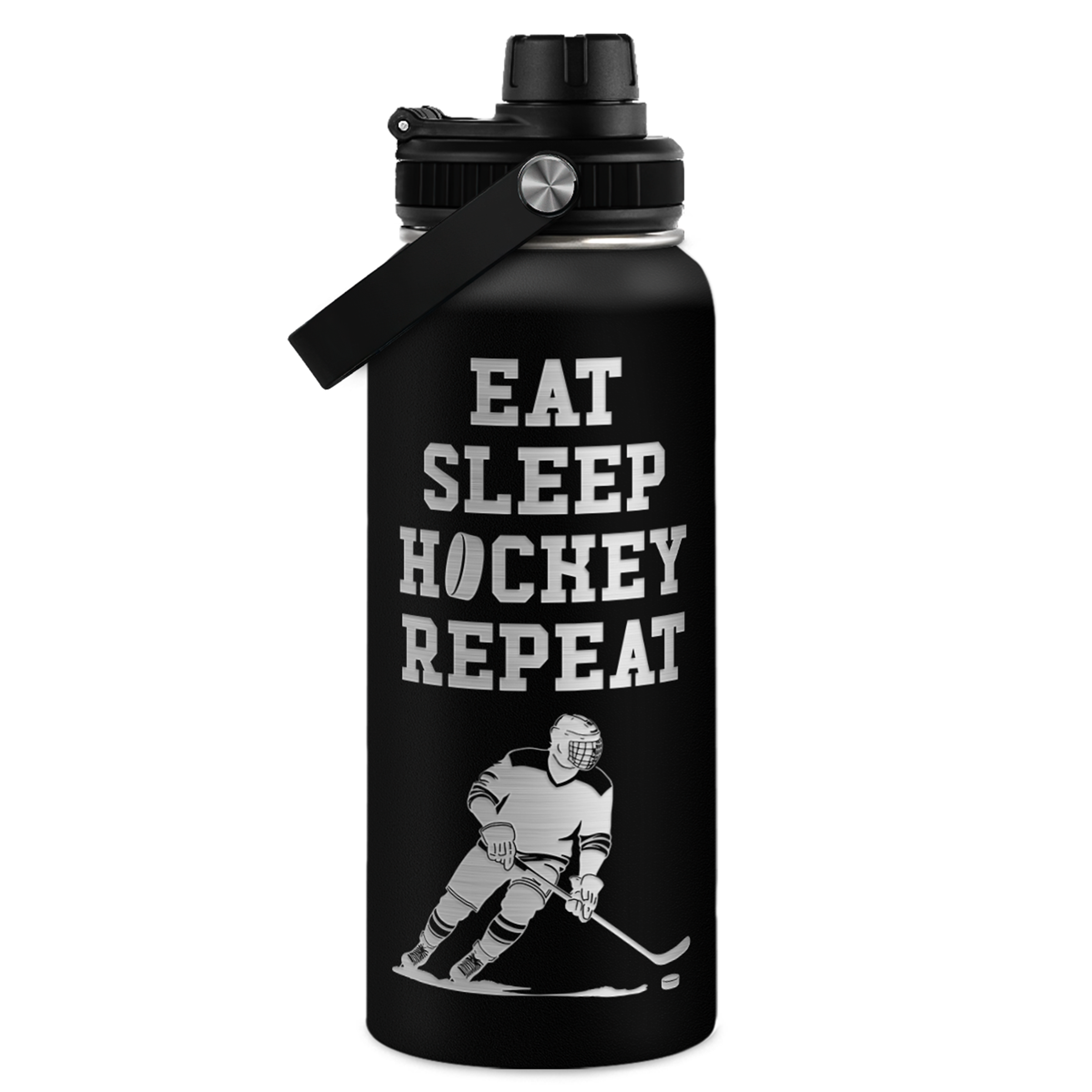 Black Ice Hockey Chug Lid Water Bottle 32oz