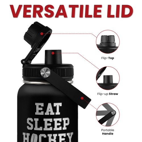 Black Ice Hockey Chug Lid Water Bottle 32oz