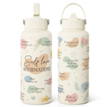 "Self Love Affirmation" Beige Inspiration SipChic | Straw Lid Water Bottle 32oz