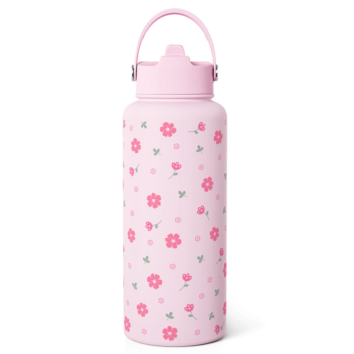 Pink Floral Daisy SipChic | Straw Lid Water Bottle 32oz
