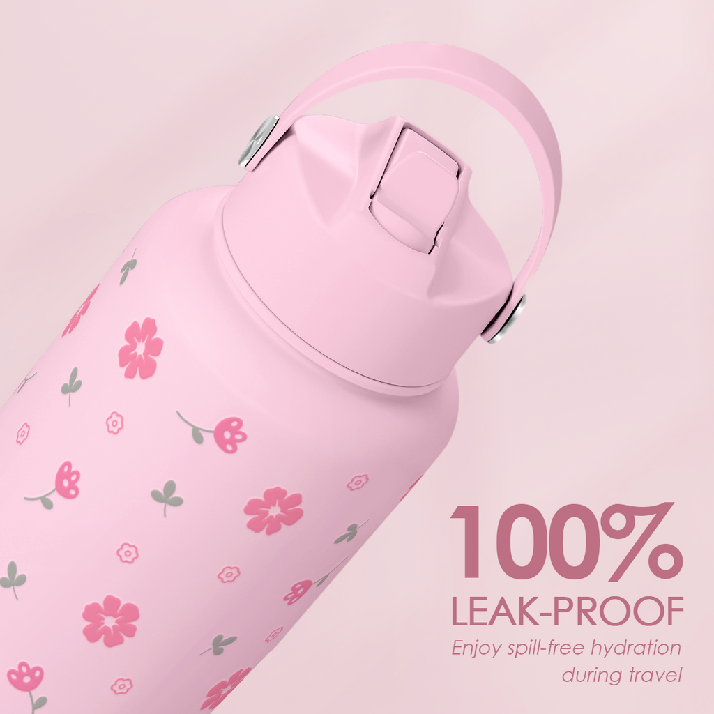 Pink Floral Daisy SipChic | Straw Lid Water Bottle 32oz