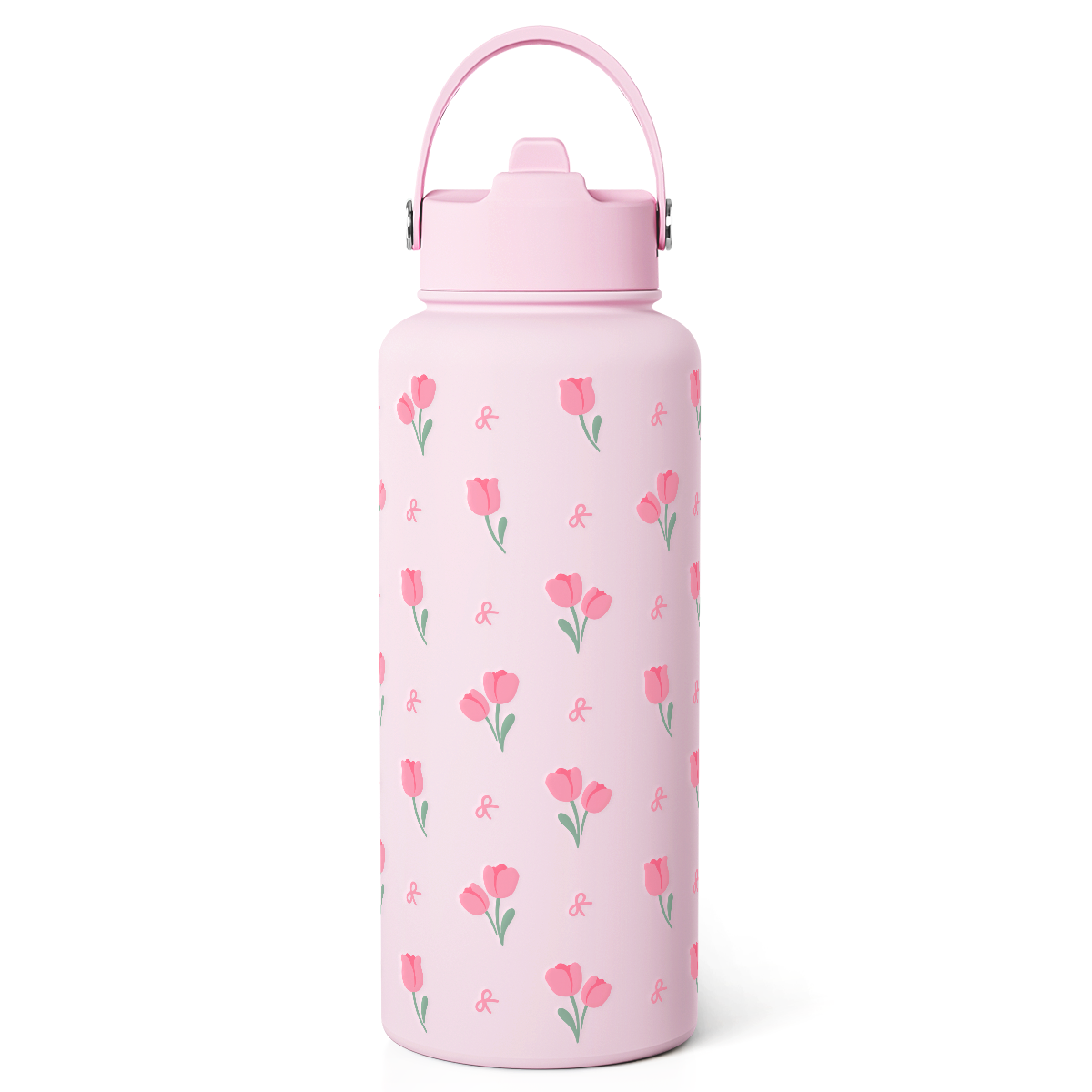 Pink Floral Tulip SipChic | Straw Lid Water Bottle 32oz