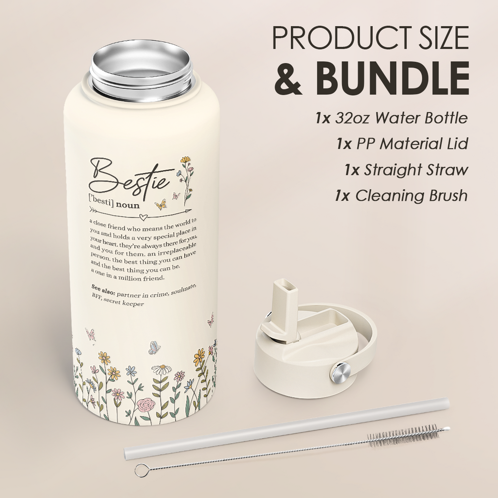 Beige Best Friend SipChic | Straw Lid Water Bottle 32oz