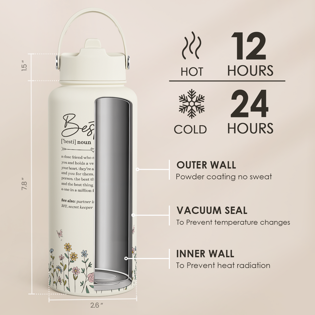 Beige Best Friend SipChic | Straw Lid Water Bottle 32oz