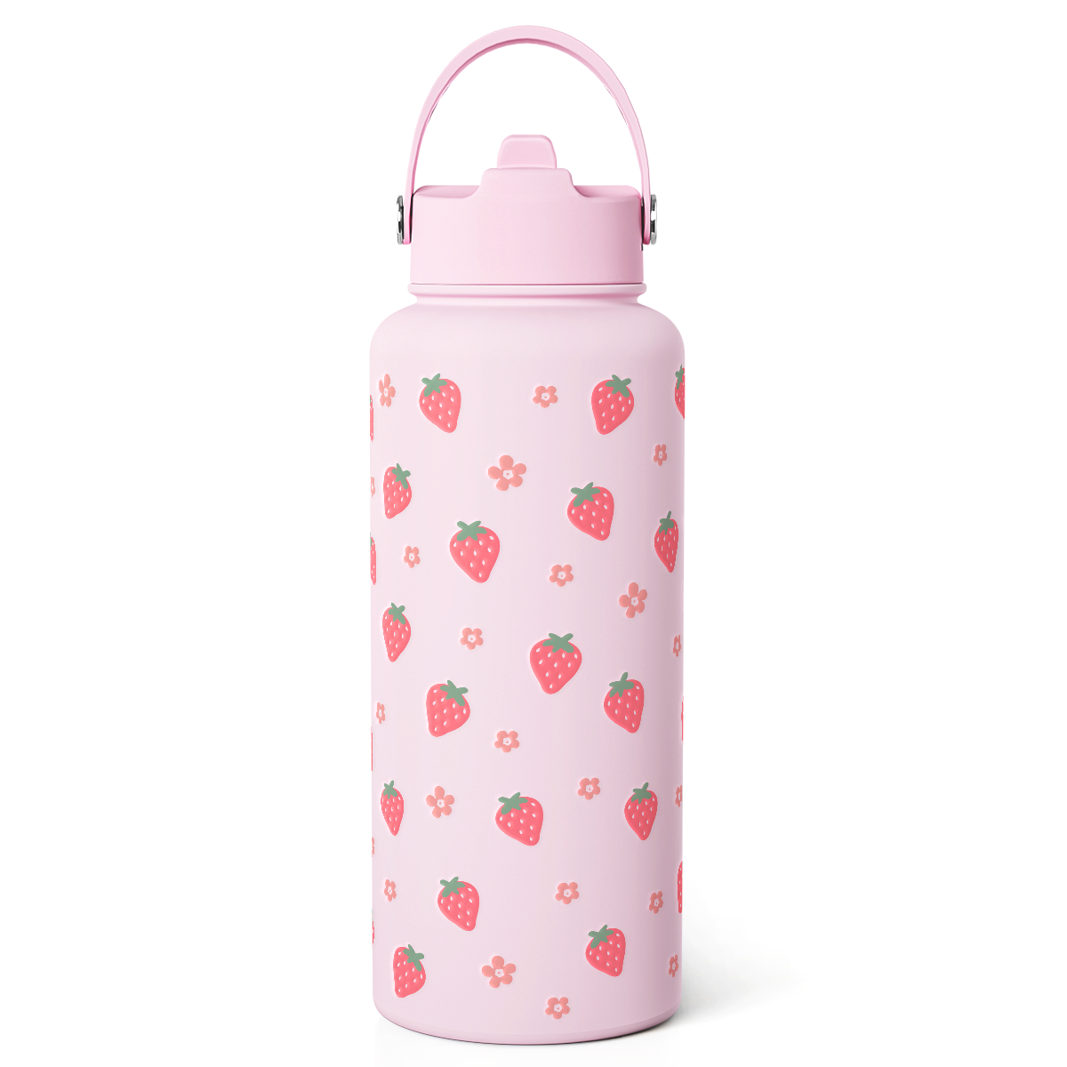 Pink Strawberry SipChic | Straw Lid Water Bottle 32oz