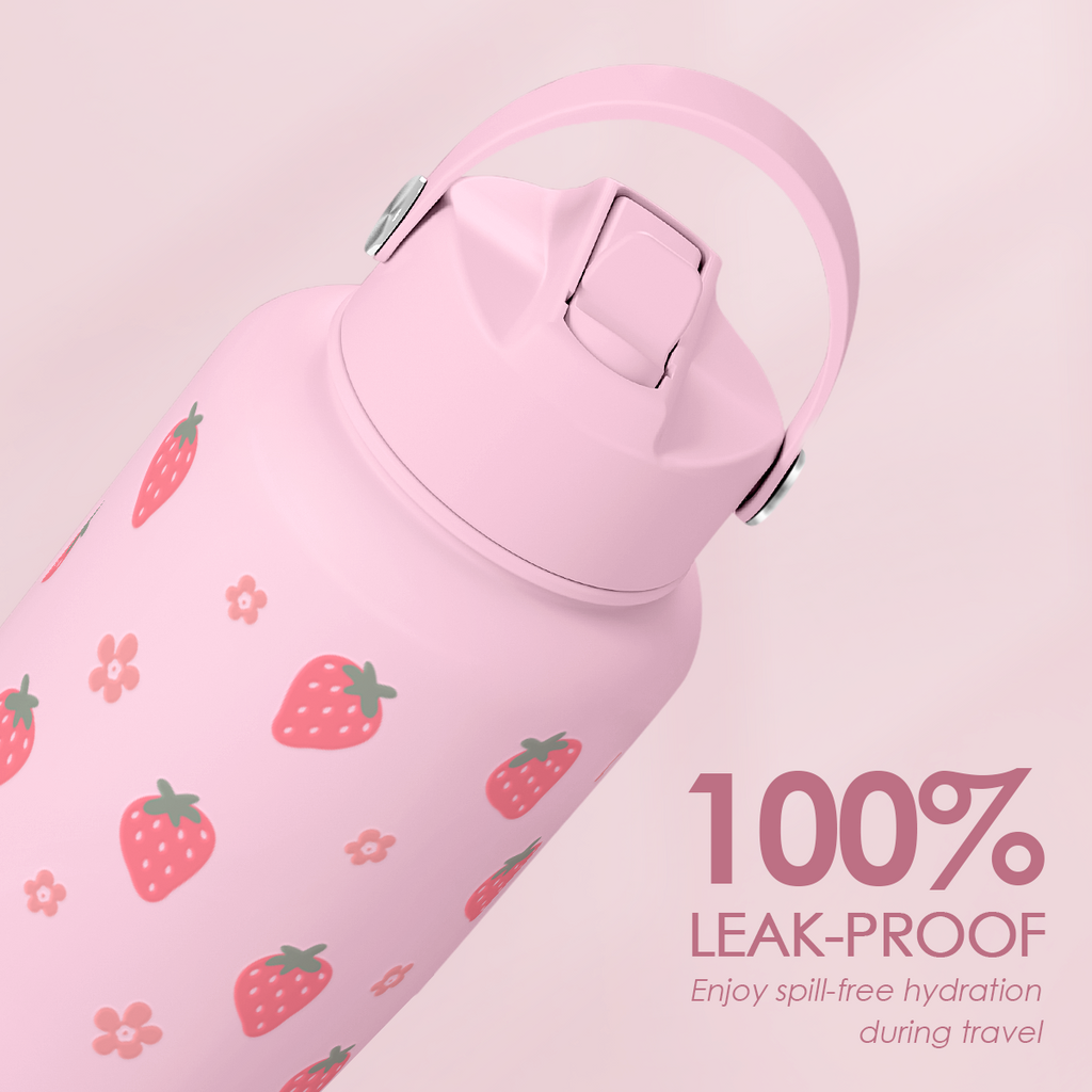 Pink Strawberry SipChic | Straw Lid Water Bottle 32oz