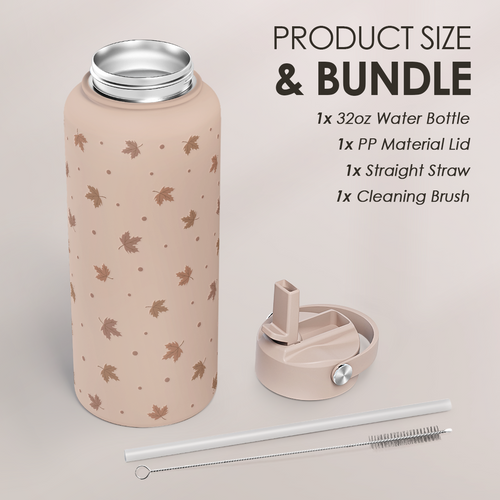 Brown Fall SipChic | Straw Lid Water Bottle 32oz