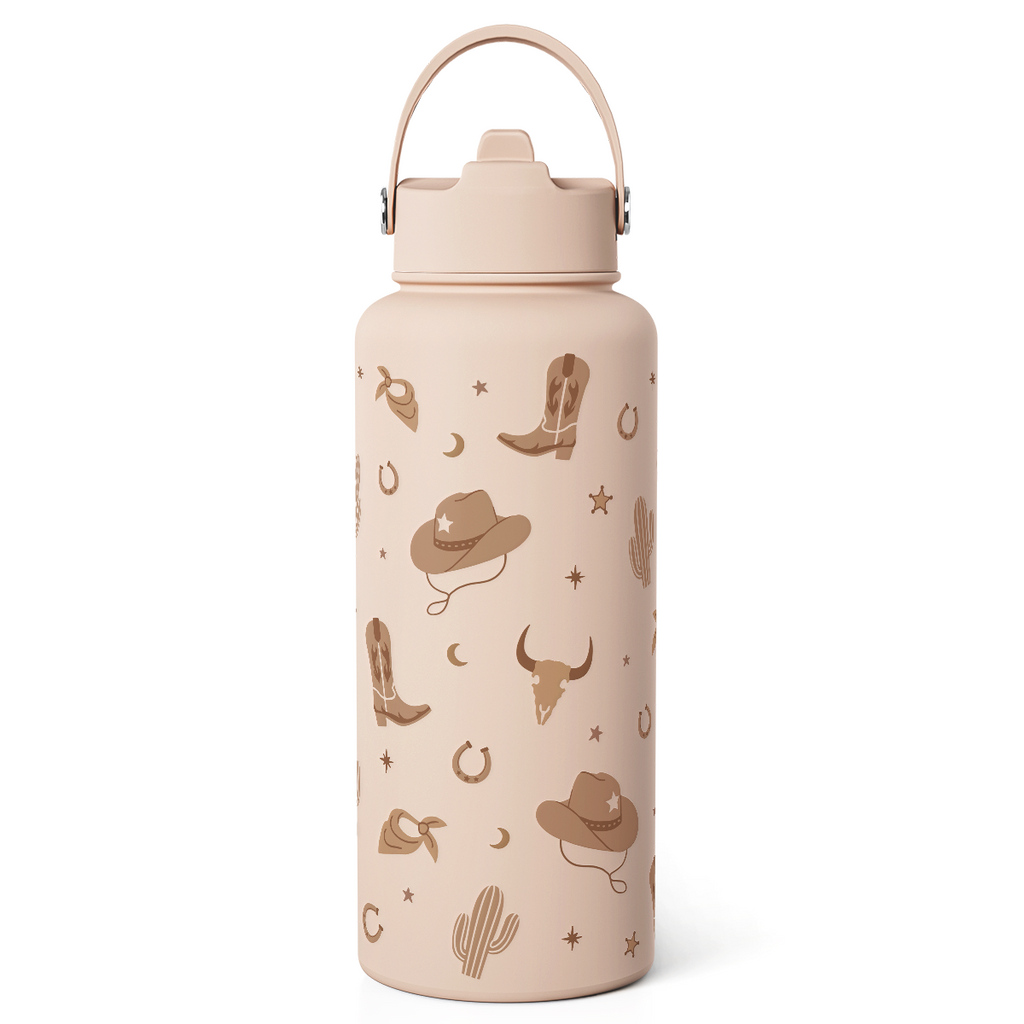 Brown Cowgirl SipChic | Straw Lid Water Bottle 32oz
