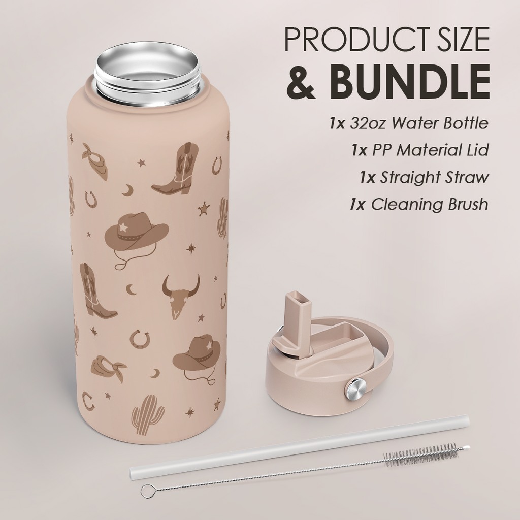 Brown Cowgirl SipChic | Straw Lid Water Bottle 32oz