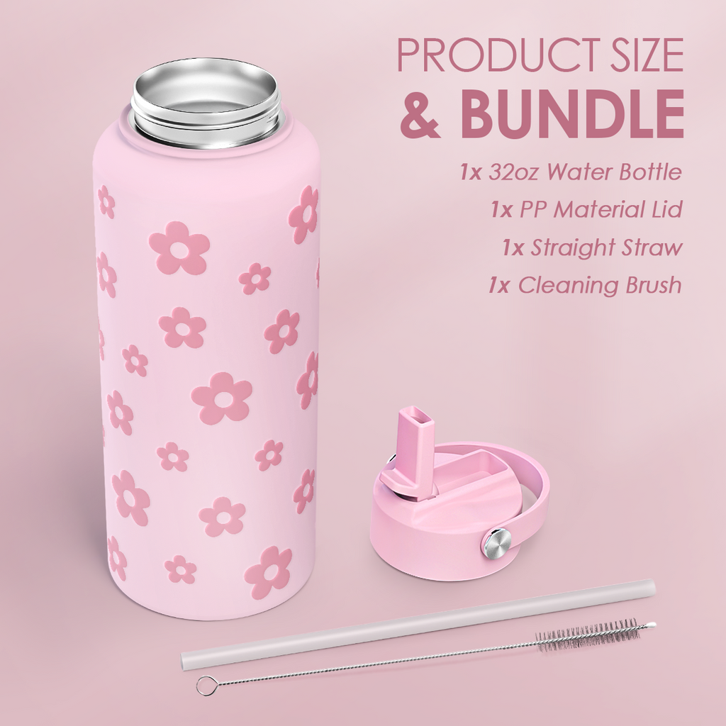 Pink Daisy SipChic | Straw Lid Water Bottle 32oz