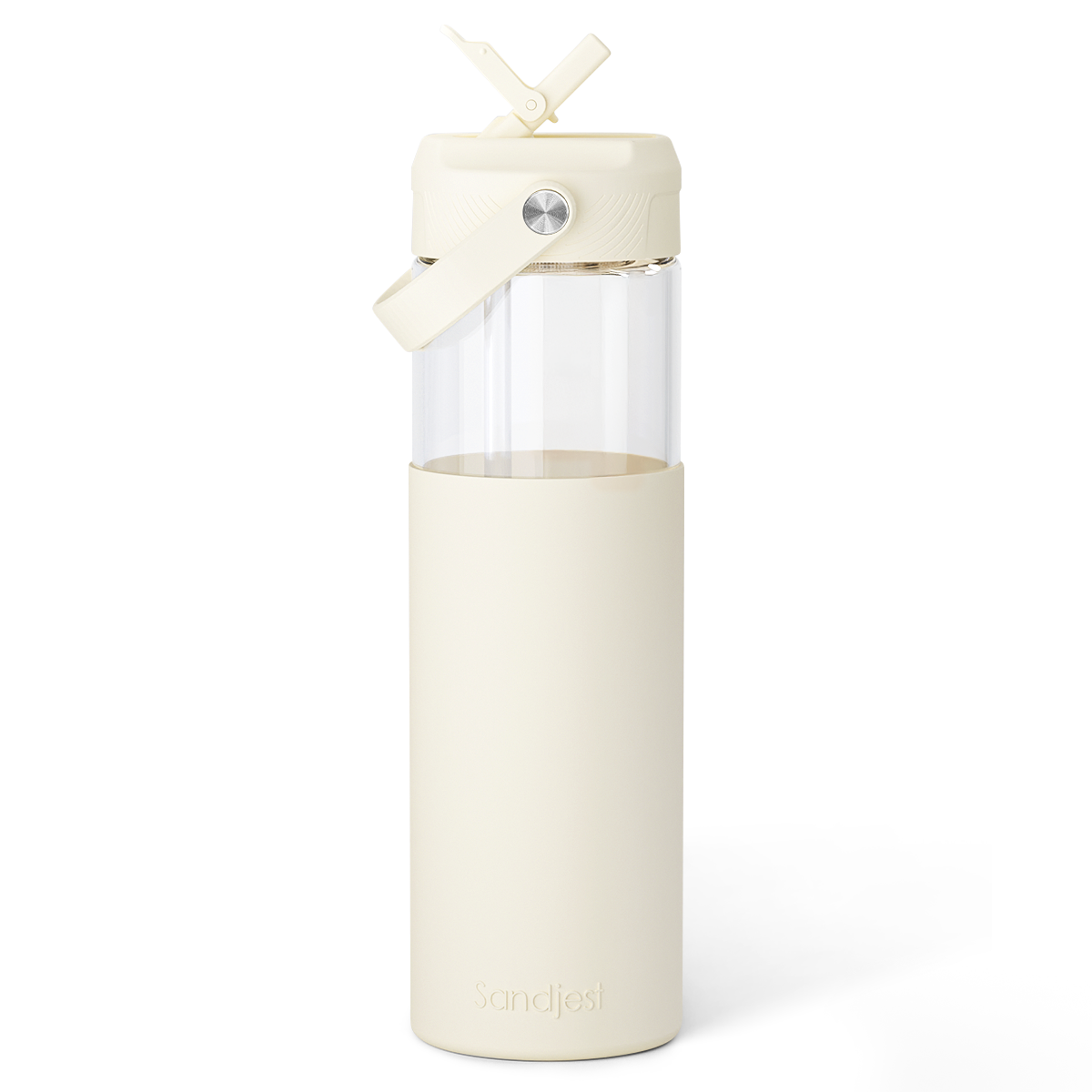 AquaChic Glass Covered-up Straw Lid Water Bottle 20oz