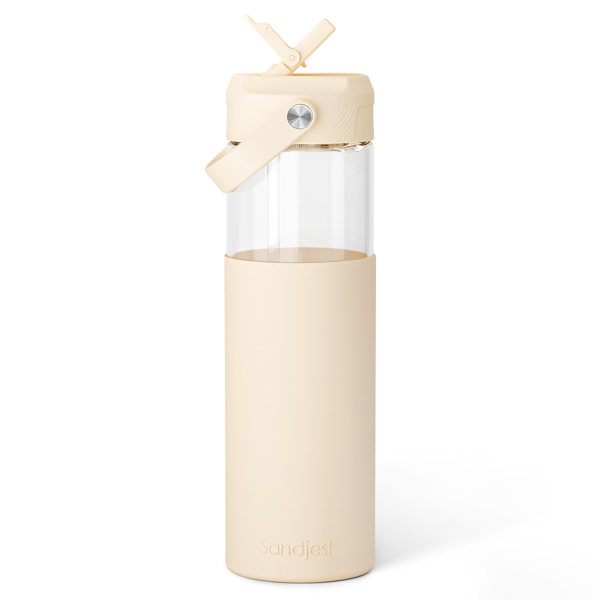 AquaChic Glass Covered-up Straw Lid Water Bottle 20oz