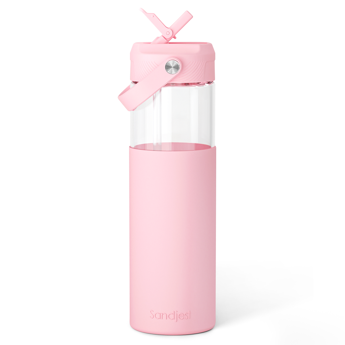 AquaChic Glass Covered-up Straw Lid Water Bottle 20oz