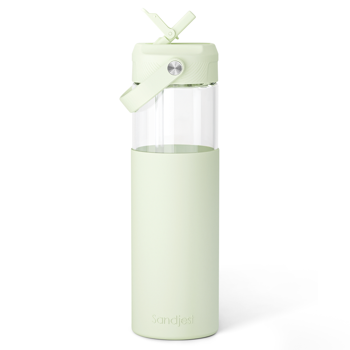 AquaChic Glass Covered-up Straw Lid Water Bottle 20oz