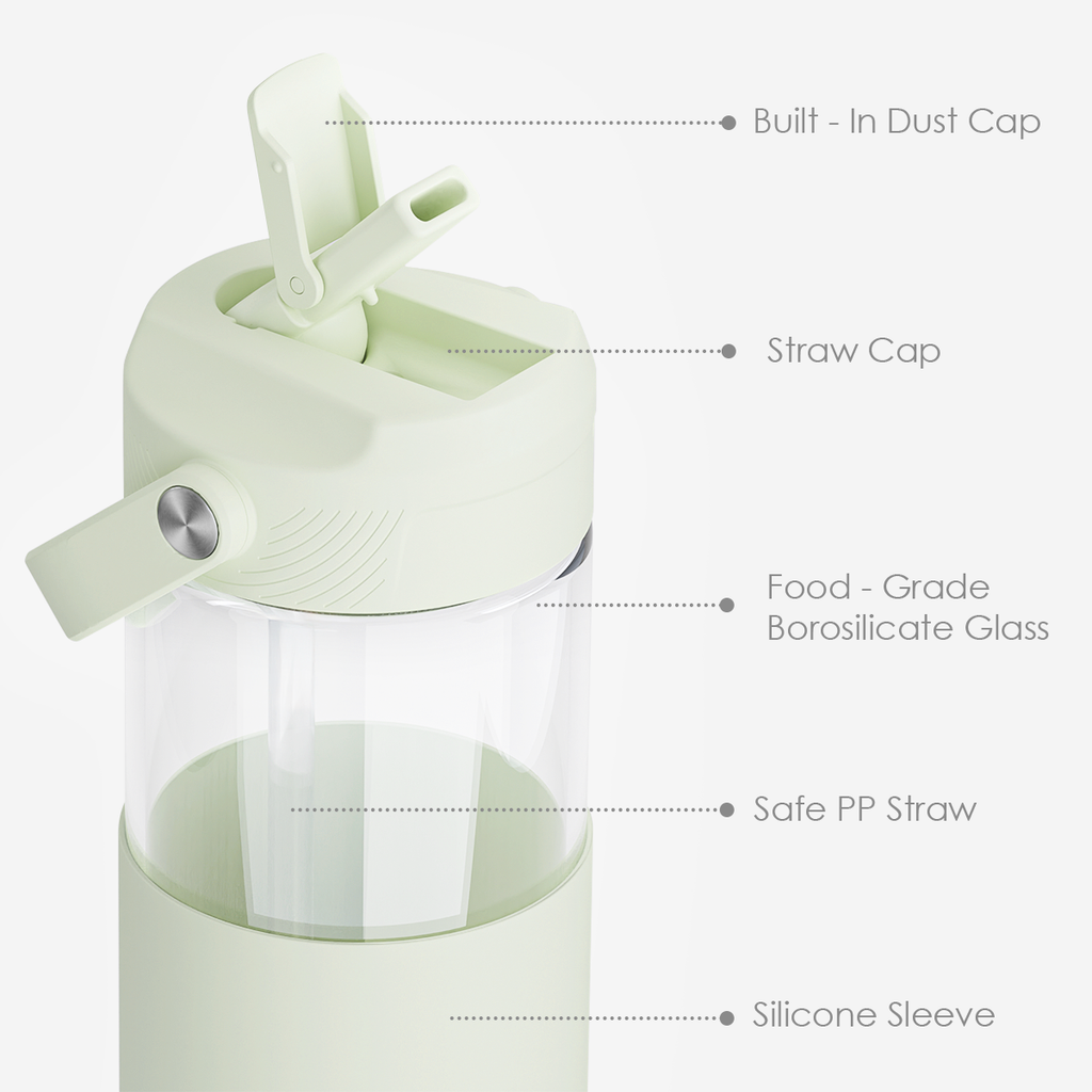 AquaChic Glass Covered-up Straw Lid Water Bottle 20oz