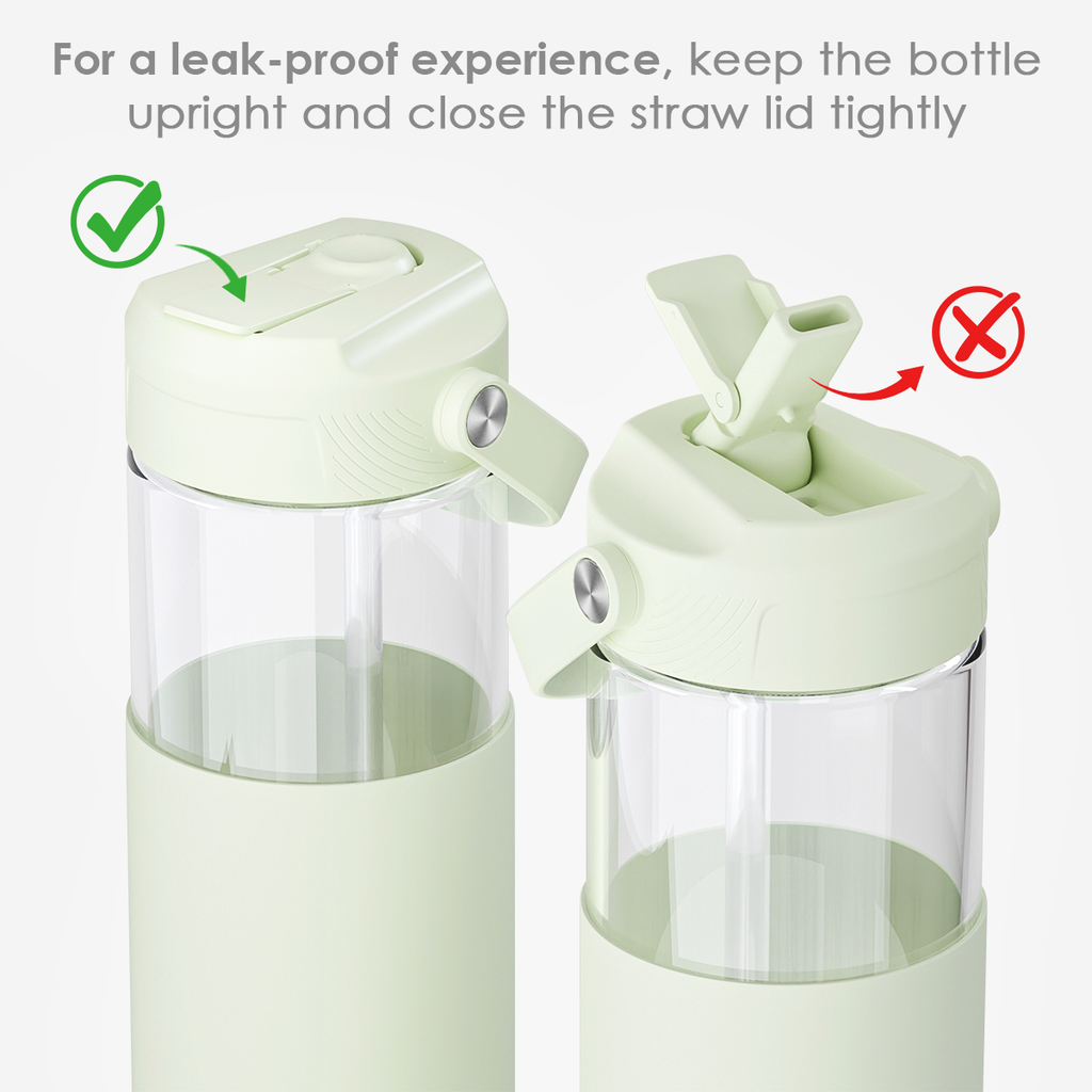 AquaChic Glass Covered-up Straw Lid Water Bottle 20oz