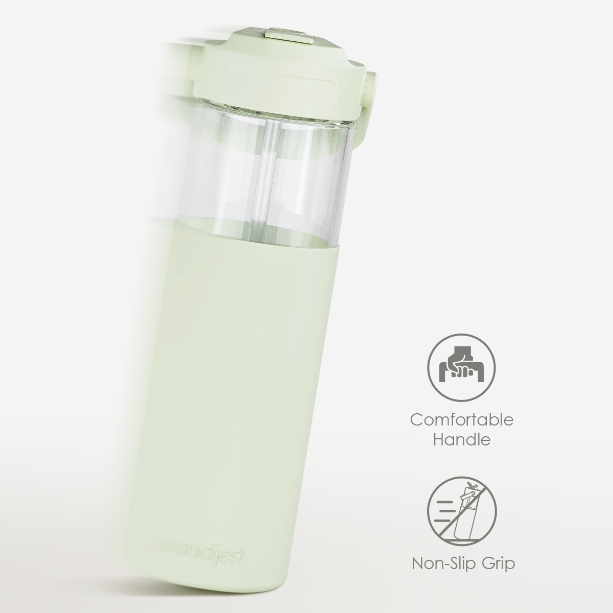AquaChic Glass Covered-up Straw Lid Water Bottle 20oz