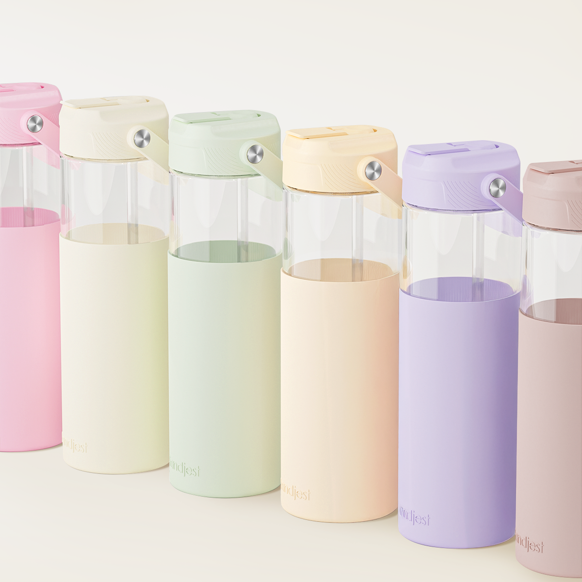 AquaChic Glass Covered-up Straw Lid Water Bottle 20oz