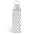 Grey Checker VividPop | Push-button Lid Water Bottle 32oz