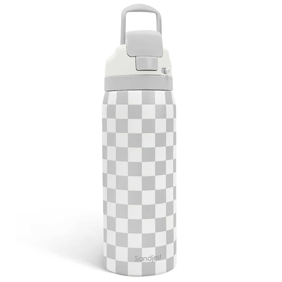 Grey Checker VividPop | Push-button Lid Water Bottle 32oz