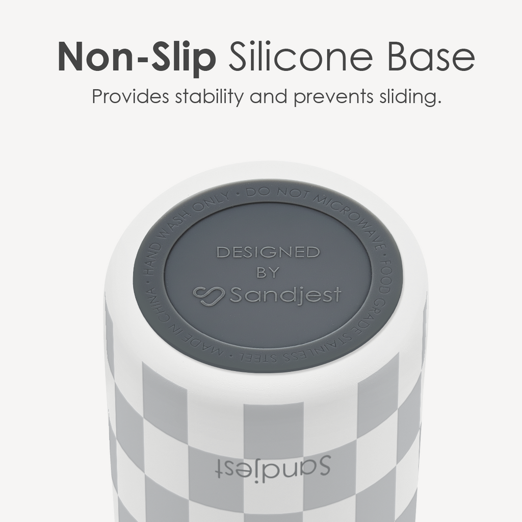 Grey Checker VividPop | Push-button Lid Water Bottle 32oz